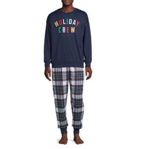 Joyspun Men’s Holiday Pajamas Set, 2-Piece, Sizes up to 3XL 54-56